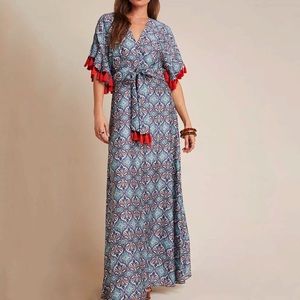 Anthropologie Sachin & Babi Tasseled Maxi Dress